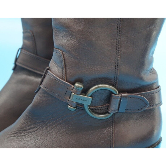 Coach Carolina Extended Wide calf Brown Knee High Riding Tall Boots Sz 10B - Picture 5 of 12